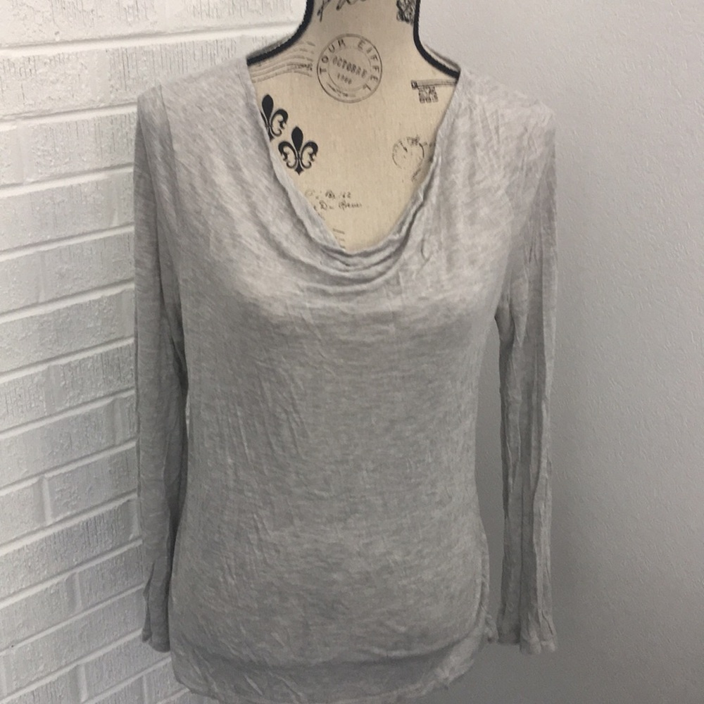J. Crew Gray Long Sleeve Tee with Cowl Neck size M